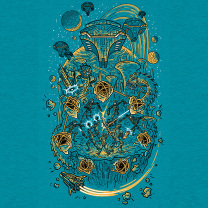 Closeup of science fiction t-shirt artwork