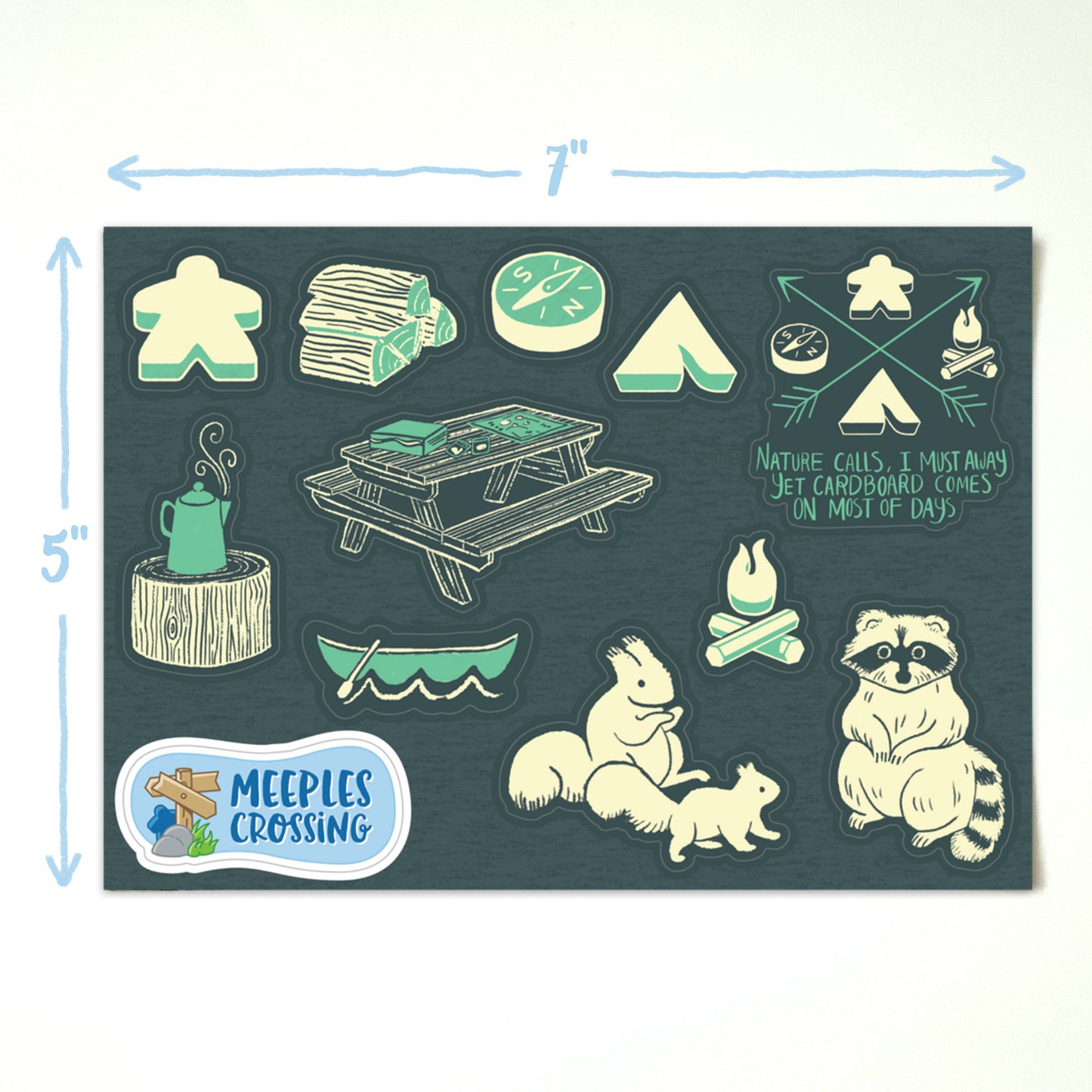 Sticker Sheet: Camping & Board Games - Meeple Sticker - Nature Lovers