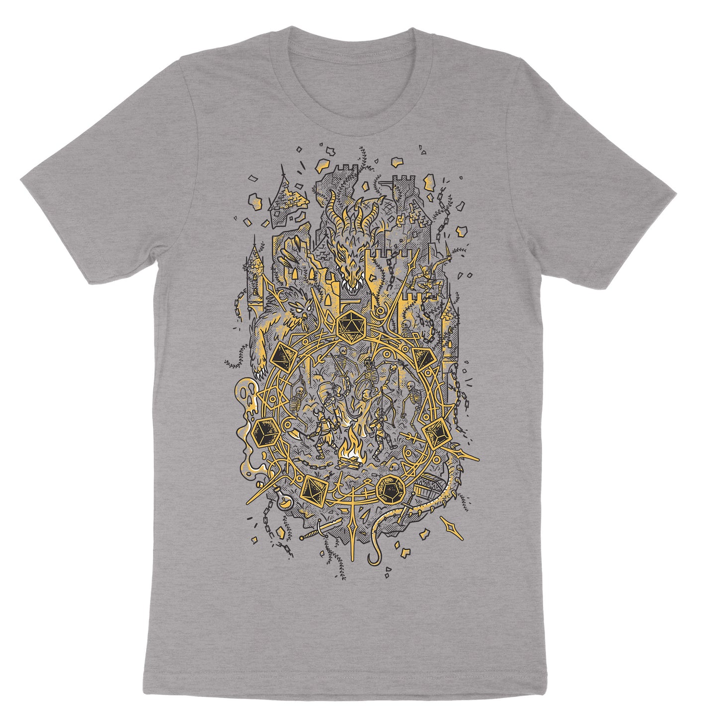 Comfortable RPG Dragon and Minions T-Shirt - Gray Fabric