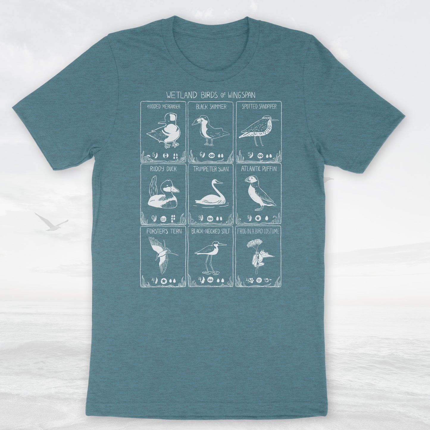 Wingspan Board Game T-Shirt - 'Wetland Birds of Wingspan' - Unisex