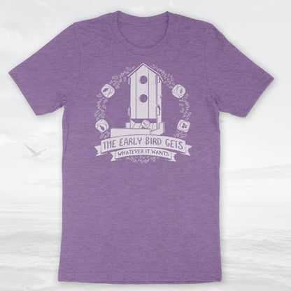 Wingspan Board Game T-Shirt - 'The Early Bird Gets Whatever It Wants' - Unisex