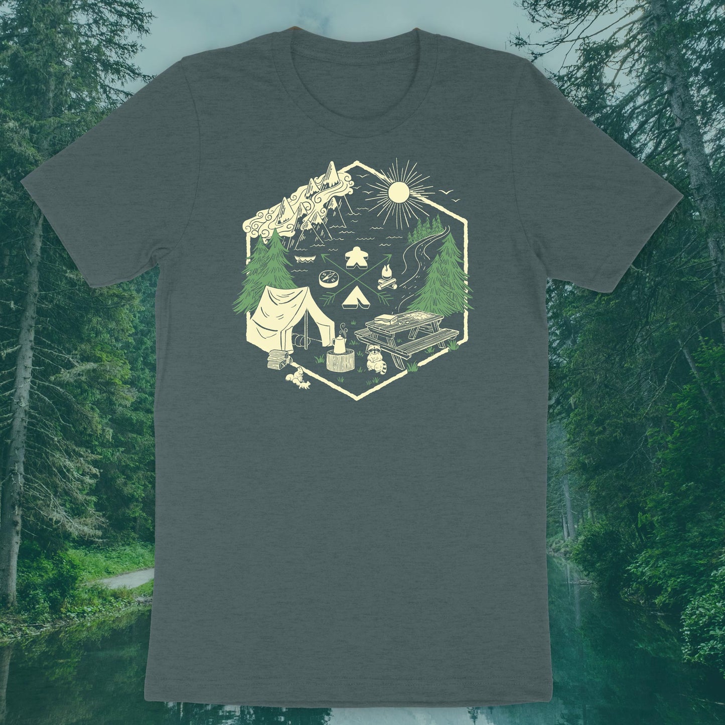 Camping & Board Games - Adult T-Shirt